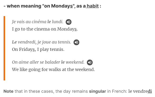 Как сказать «по понедельникам» по-французски