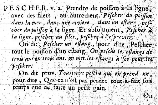 pêcher в старой орфографии — Le dictionnaire de l'Académie françoise, dédié au Roy, p. 224